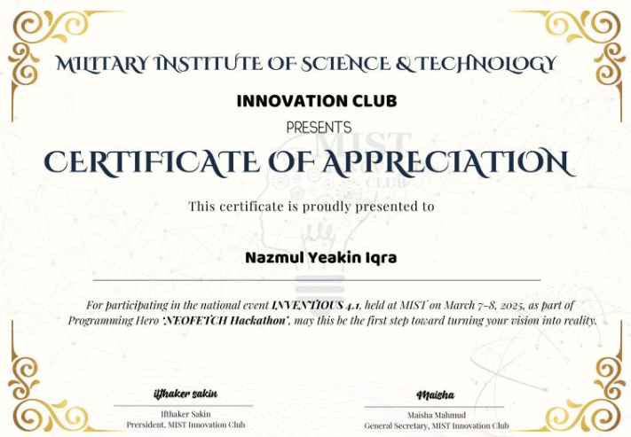 Ranked 6th in Neofetch Hackathon | Inventious 4.1