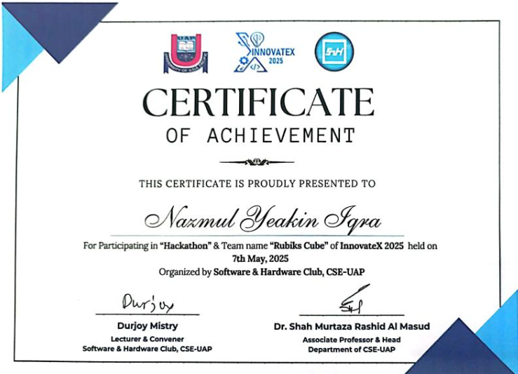 Participated in Hackathon | Innovatex 2025